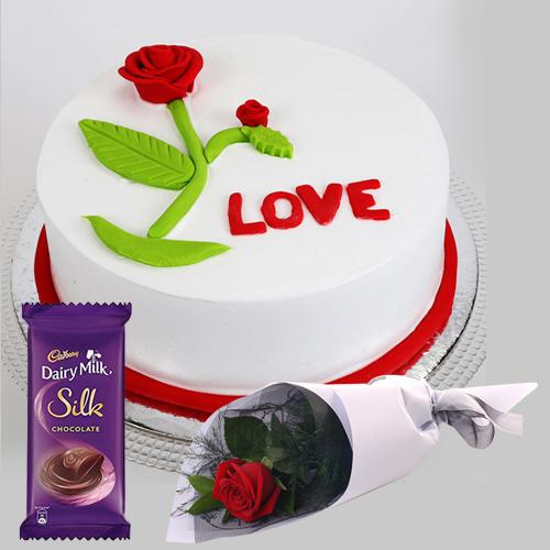 Buy/Send Deep Rosy Emotions with Black Forest Cake Online | FloraIndia