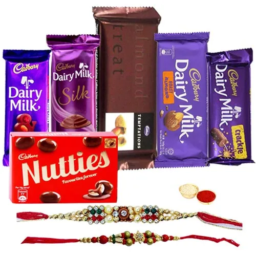 Cadbury Diary Milk Silk Cadbury Diary Milk Roast Almonds Cadbury Diary Milk Fruits Nuts Cadbury Diary Milk Crackle Cadbury Temptation With Rakhi To India